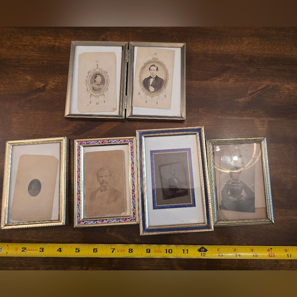 6 Antique Photographs In Vintage Frames